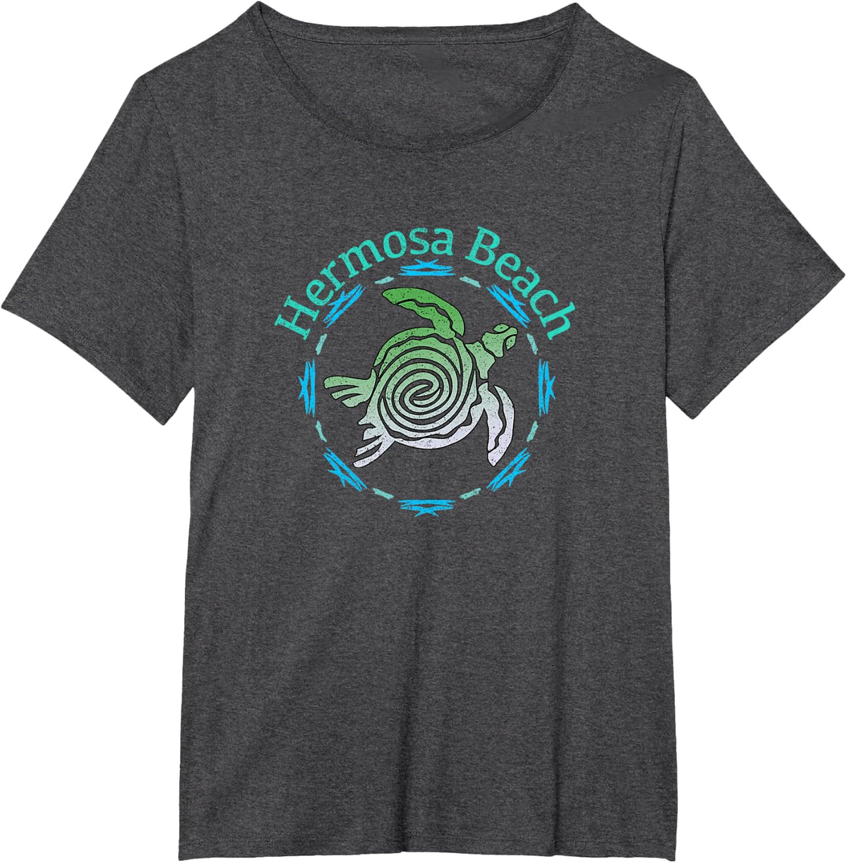 Hermosa Beach Tee Vintage Tribal Turtle Gift T-Shirt - Dark Heather Grey