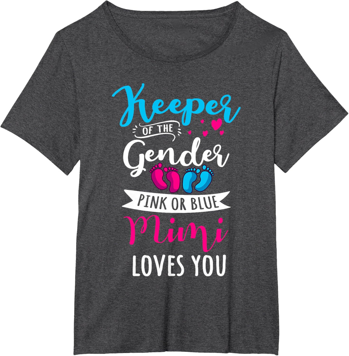 Keeper Of The Gender Mimi Loves You Baby Shower Family T-Shirt - Dark Heather Grey