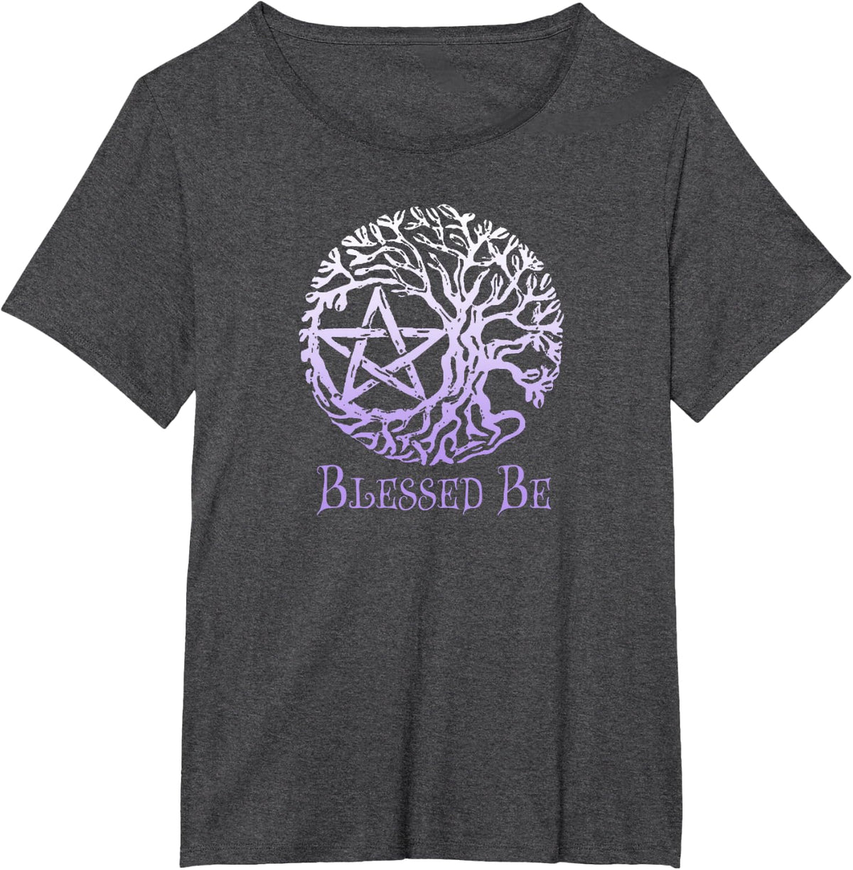 Wiccan and Pagan T-Shirts, Tree of Life Pentacle, Blessed Be T-Shirt - Dark Heather Grey