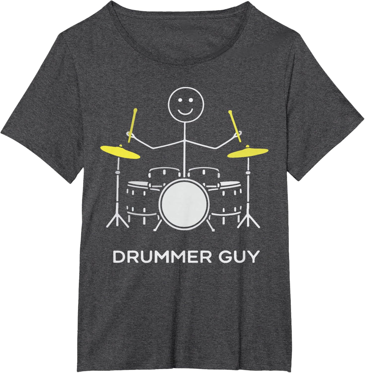 Drummer Drum Set Minimalistic Stick Man Drummer Guy T-Shirt - Dark Heather Grey