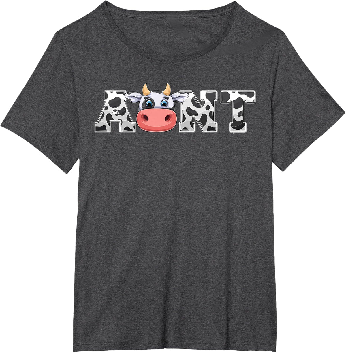 Aunt Cow Print Cowboy Animal Pattern Farmer Cow Aunt T-Shirt - Dark Heather Grey
