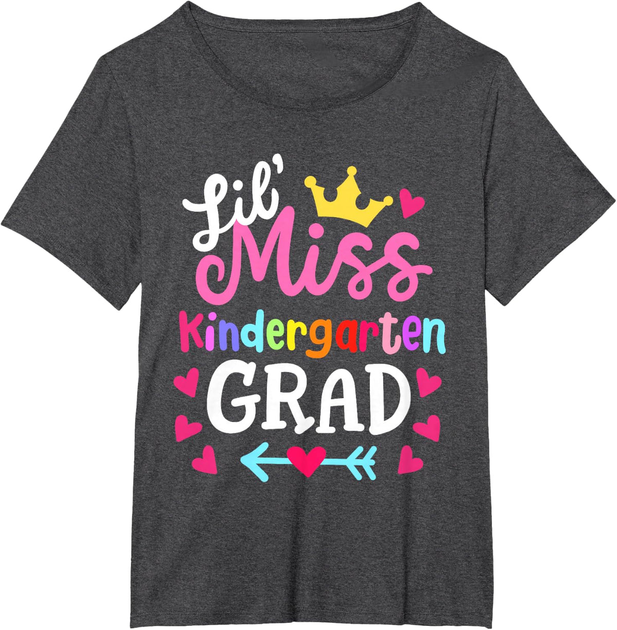 Little Miss Kindergarten Last Day of School 2026 Tee Girls T-Shirt - Dark Heather Grey