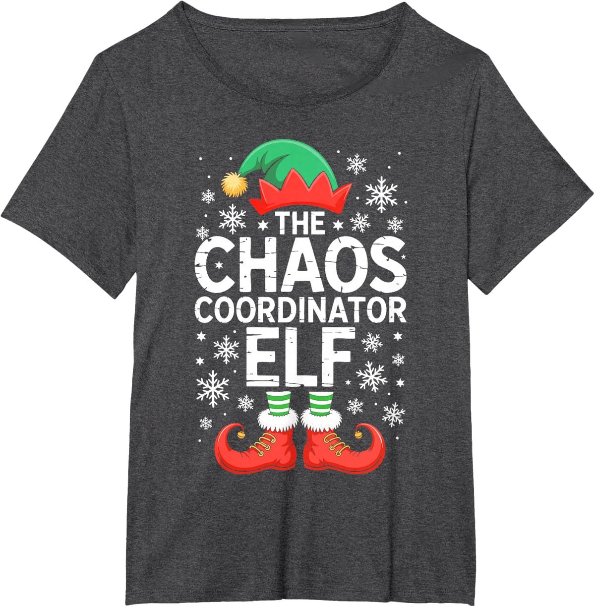 The Chaos Coordinator Elf Shirt Family Matching Christmas T-Shirt - Dark Heather Grey