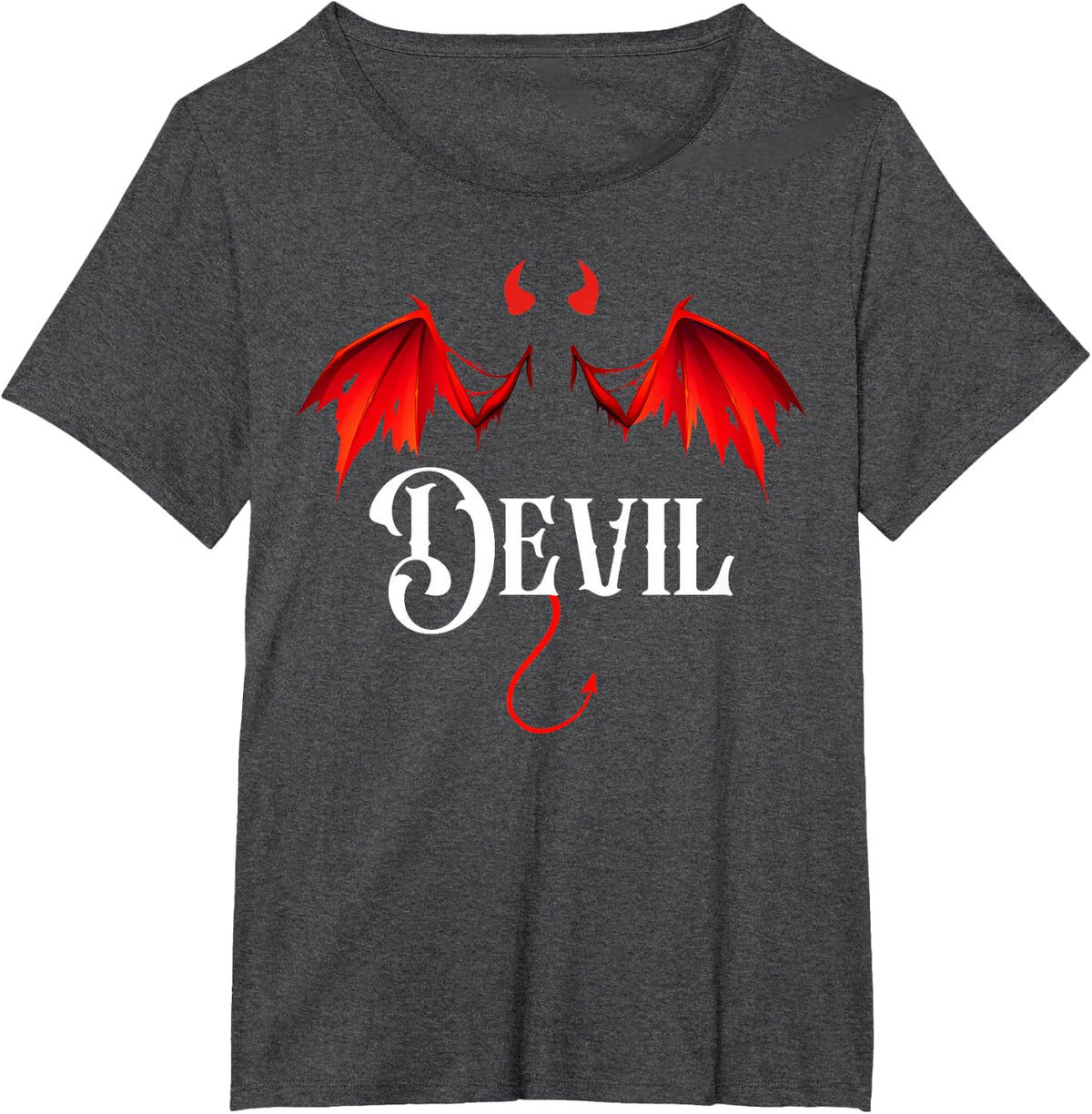 Devil Halloween Matching Couple T-Shirt - Dark Heather Grey