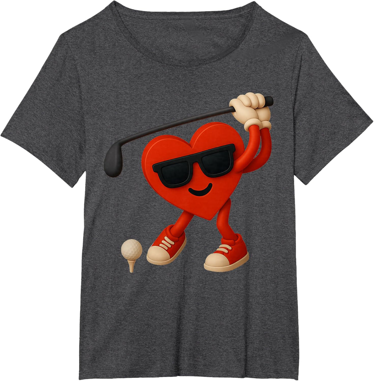 Golf Valentines Day Cute Heart Golfer Love Funny Boys Kids T-Shirt - Dark Heather Grey