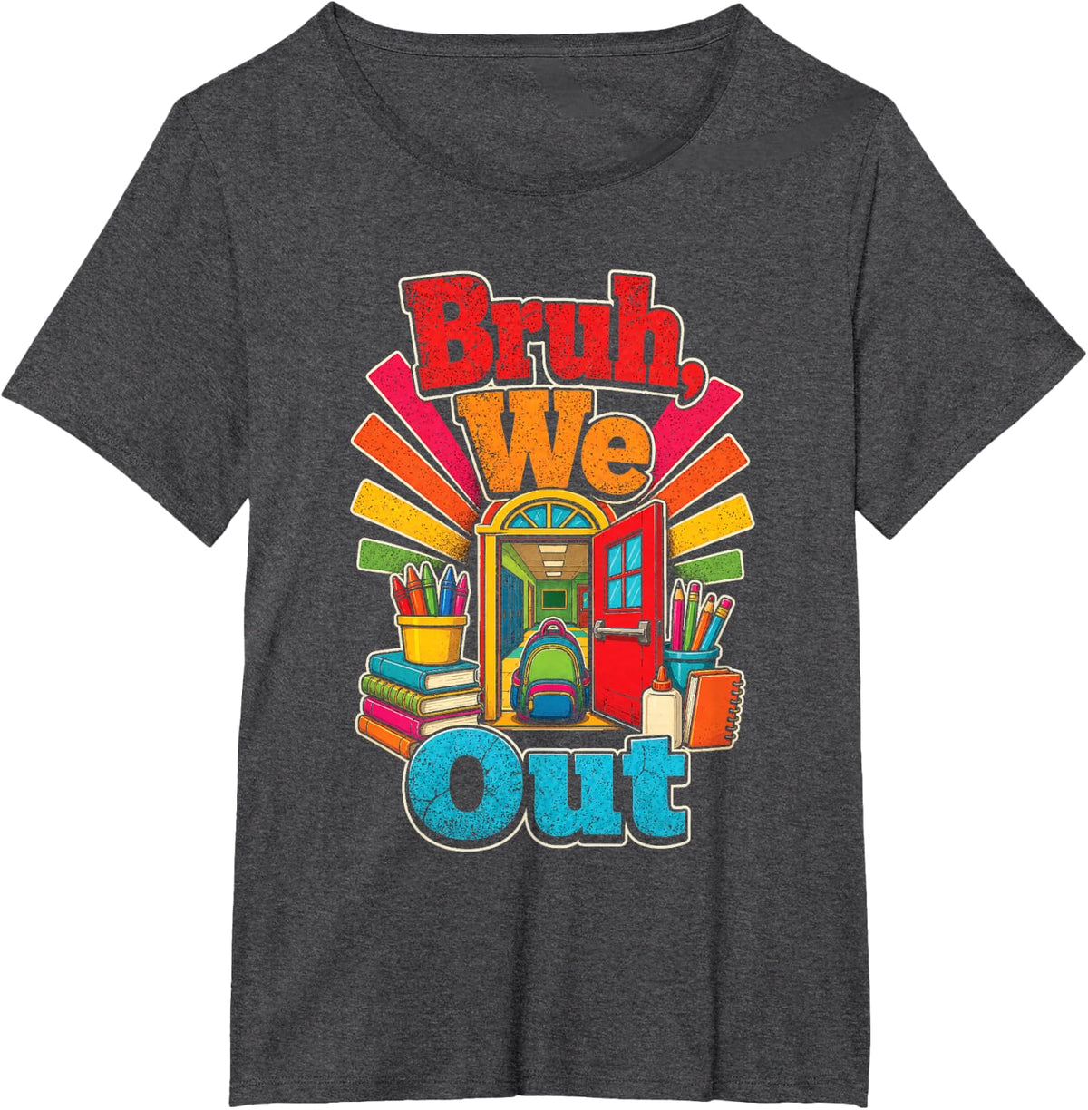 3rd Grade Bruh We Out Retro Elementary School Kids Gift T-Shirt - Dark Heather Grey