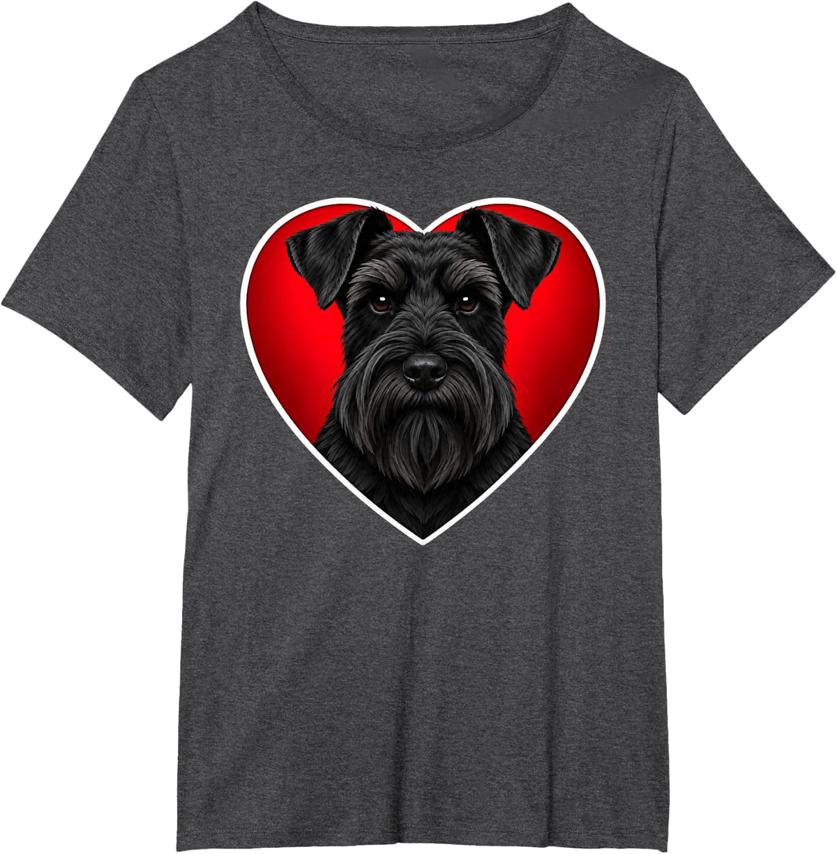 Black Miniature Schnauzer Heart T-Shirt - Dark Heather Grey