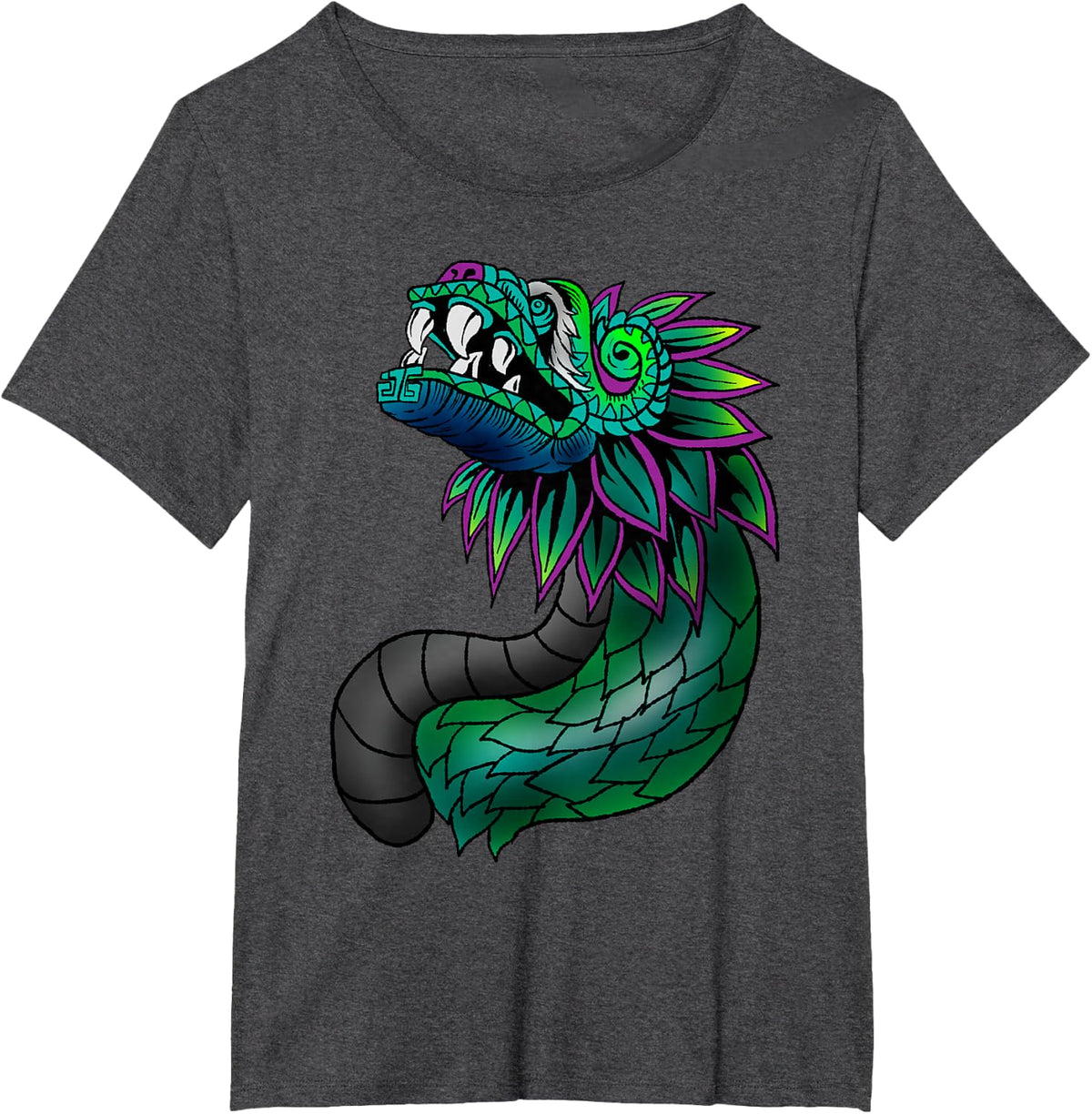 Aztec God Quetzalcoatl Cool Snake Dragon Inca Maya Gift Idea T-Shirt - Dark Heather Grey