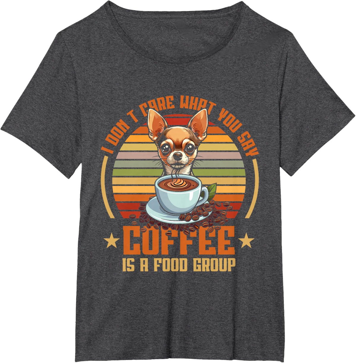 Retro Chihuahua Coffee T-Shirt - Dark Heather Grey