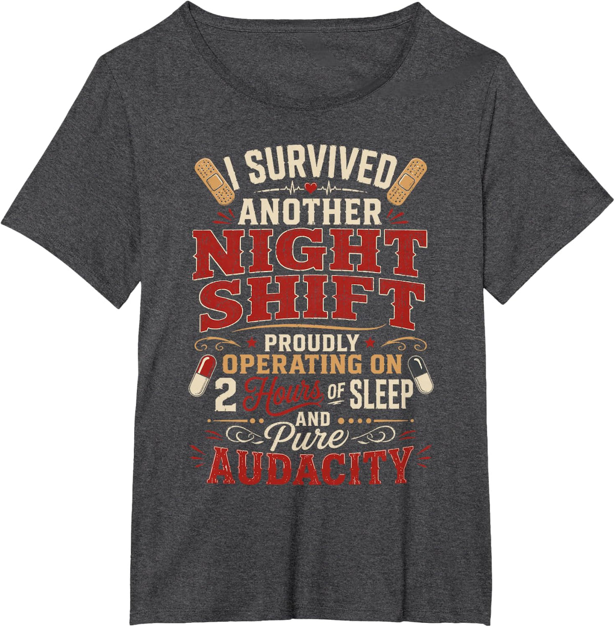 Night Shift Nurse Funny RN RT US Nurse T-Shirt - Dark Heather Grey