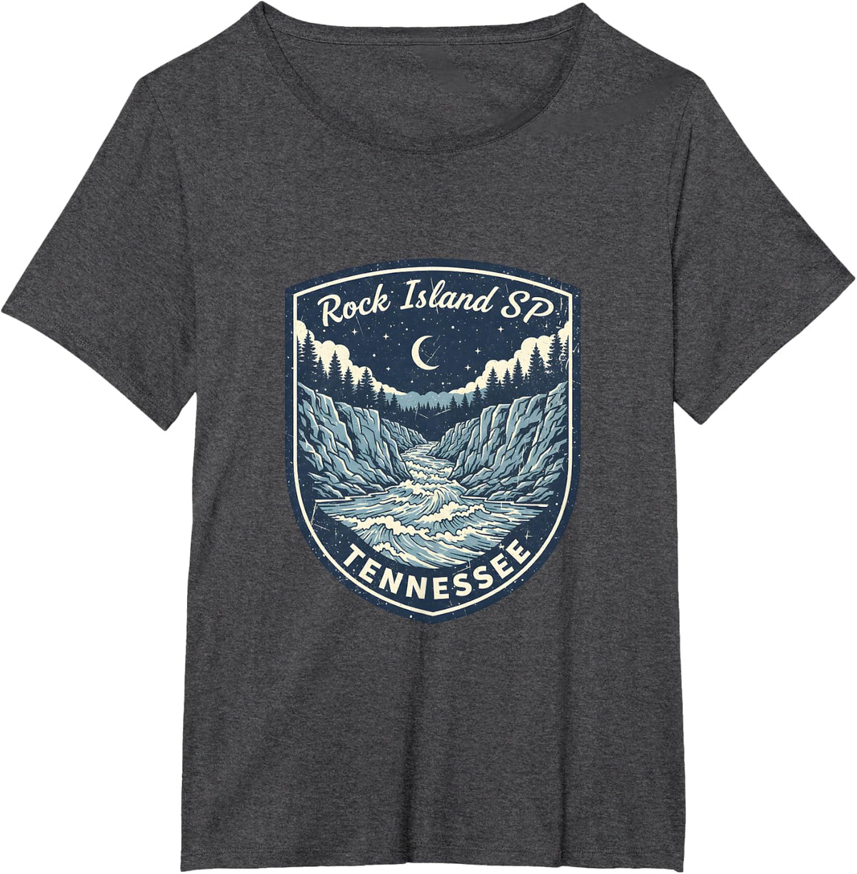 Rock Island State Park Tennessee River Rapids Nature T-Shirt - Dark Heather Grey