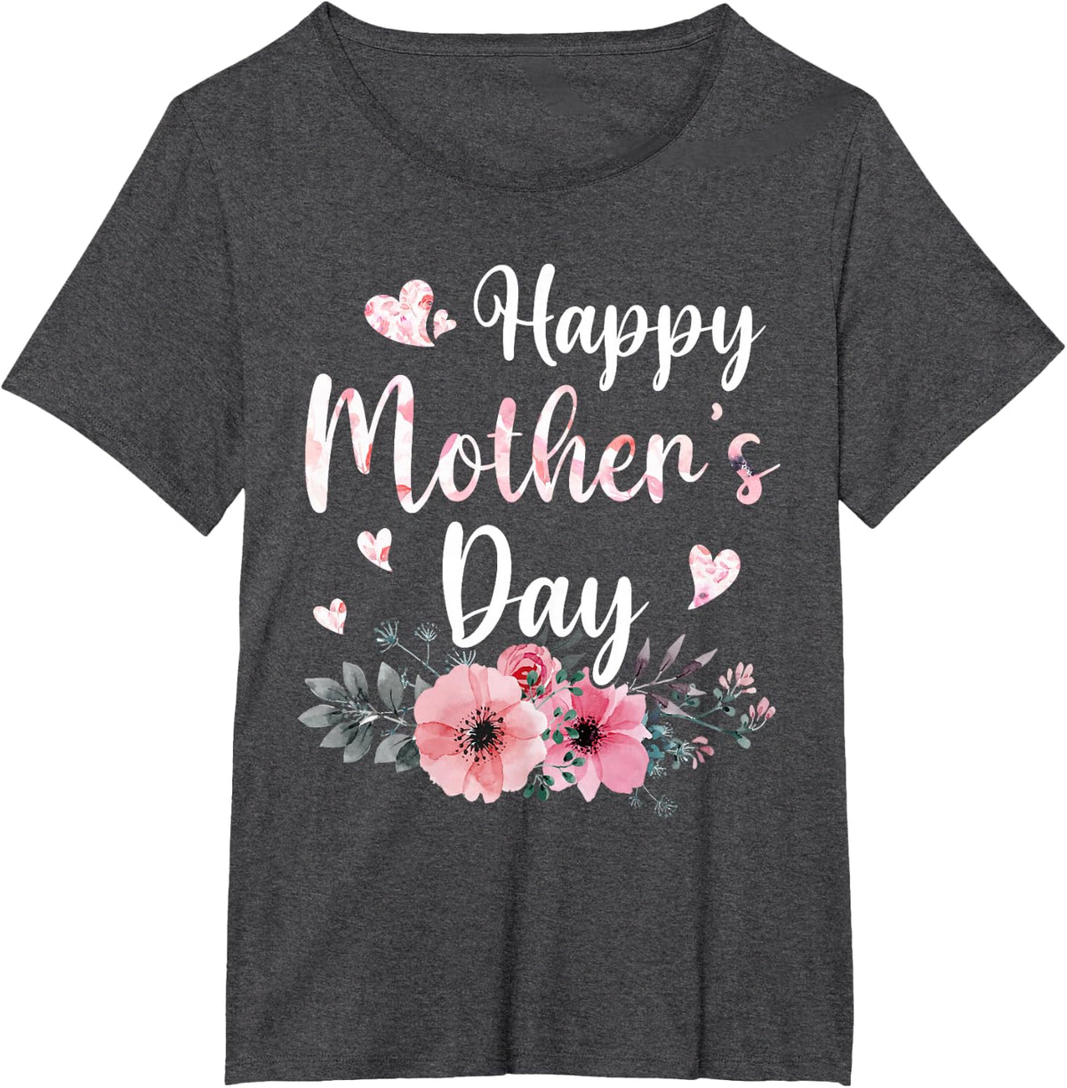 Happy Mother's Day with Floral Mom Mommy Grandma Womens T-Shirt - Dark Heather Grey