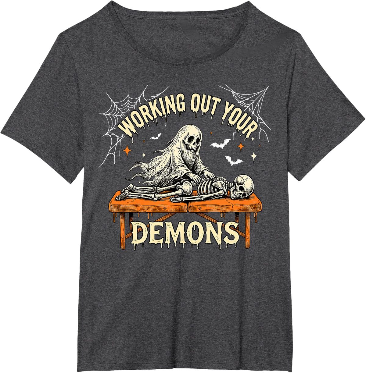 Massage Therapist Massage Therapy Skeleton Halloween T-Shirt - Dark Heather Grey