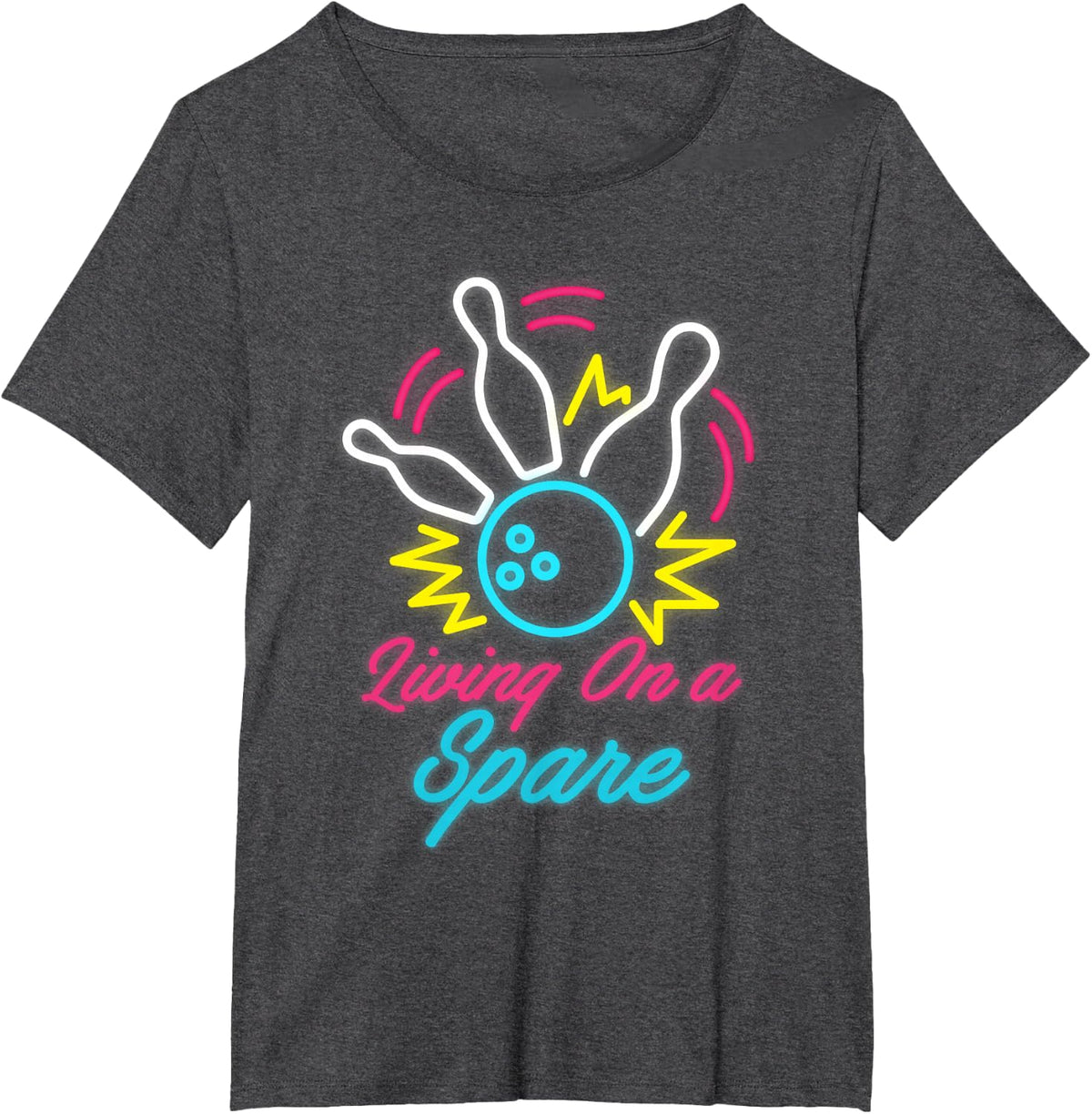 Living On A Spare Funny Bowling Pins Sports Hobby T-Shirt - Dark Heather Grey