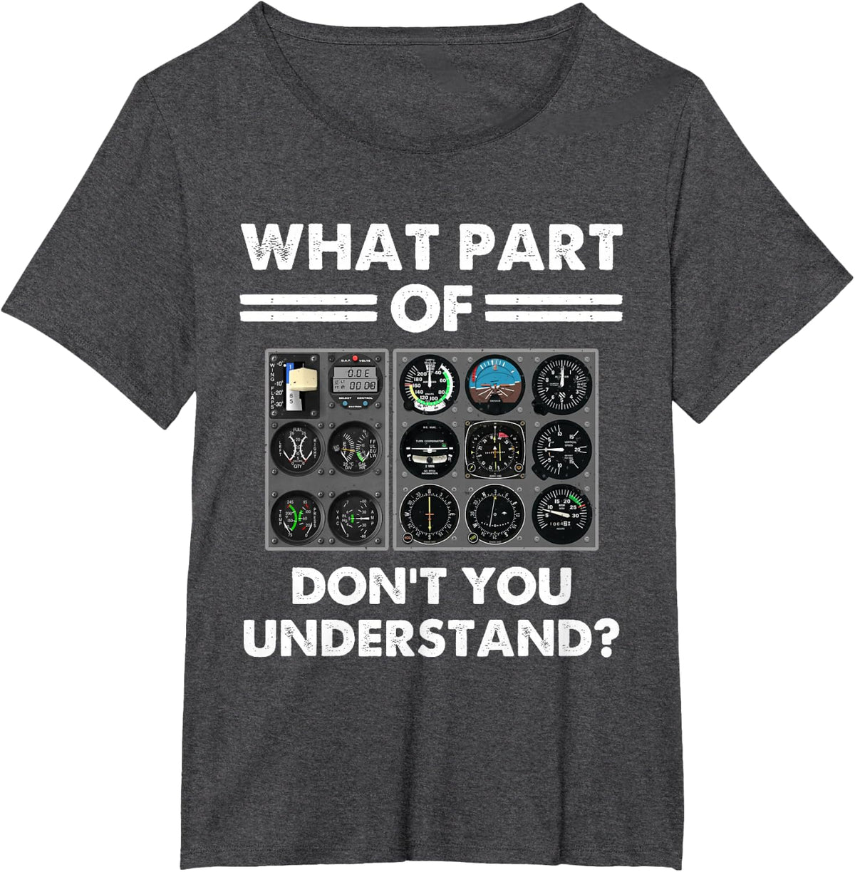 Gifts For Pilots Aviation Apparel Black V-Neck Short Sleeve Letter Print Casual Aircraft T-Shirt Small - Dark Heather Grey