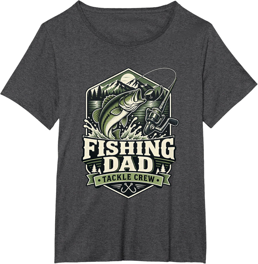 Fishing Dad Tackle Crew Bass Angler Outdoors Fisherman T-Shirt - Dark Heather Grey