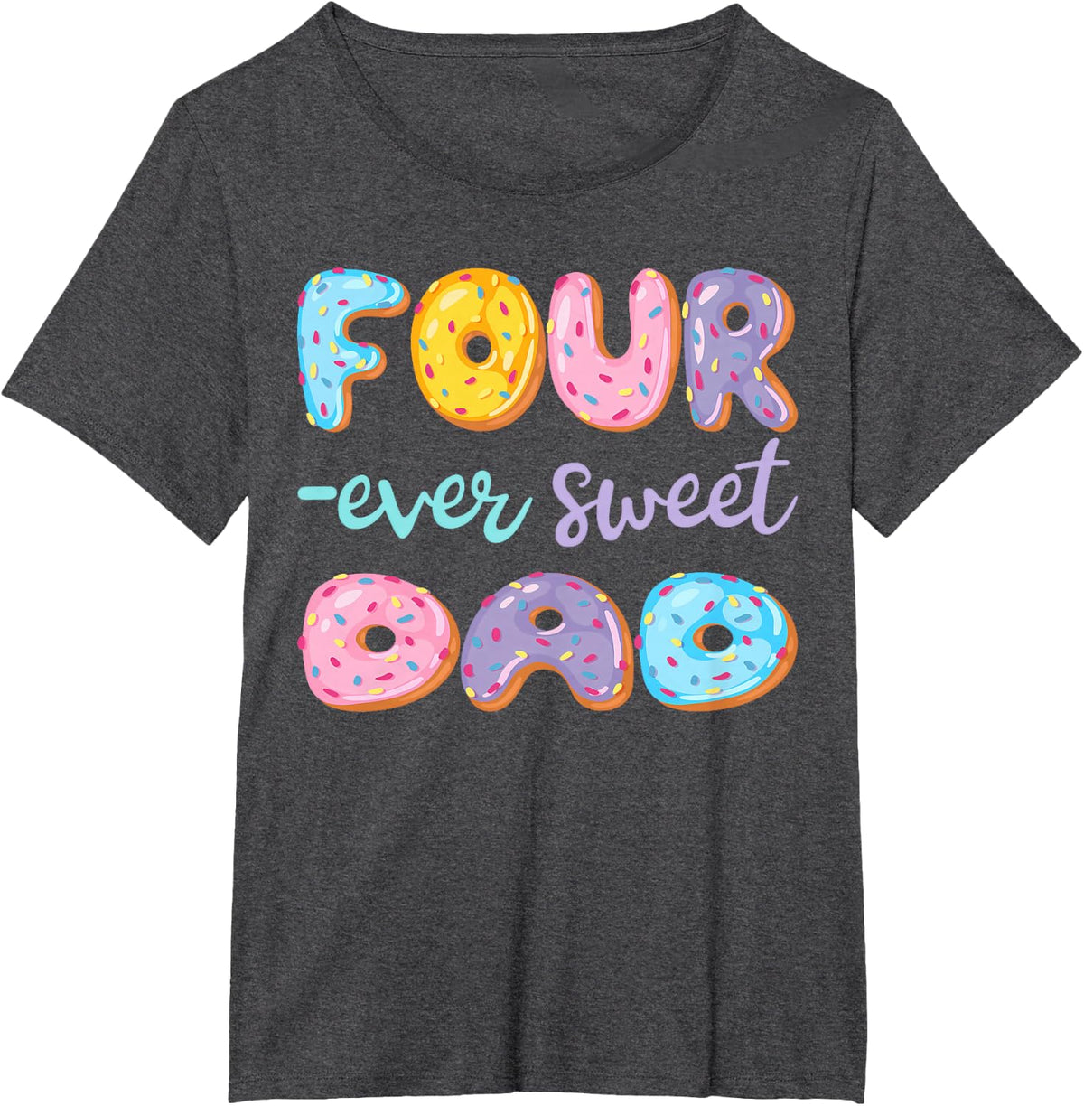 Four Ever Sweet Dad Donut Lover 4Th Birthday Kids T-Shirt - Dark Heather Grey