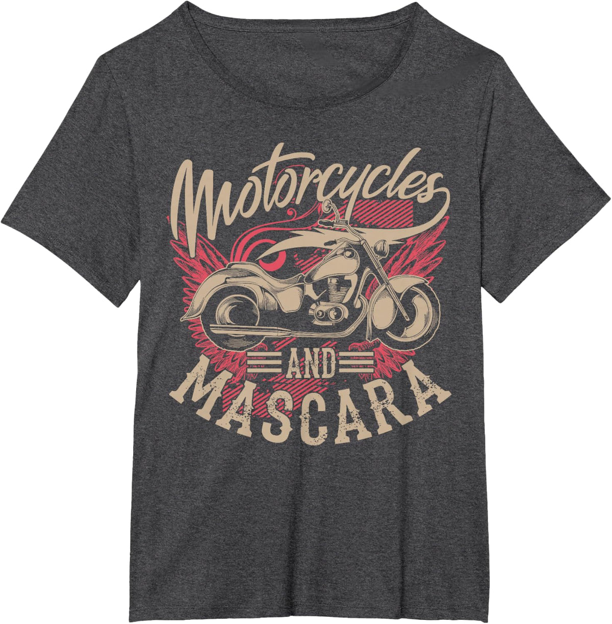 Motorcycles And Mascara | Cute Makeup Motor Lover Gift T-Shirt - Dark Heather Grey