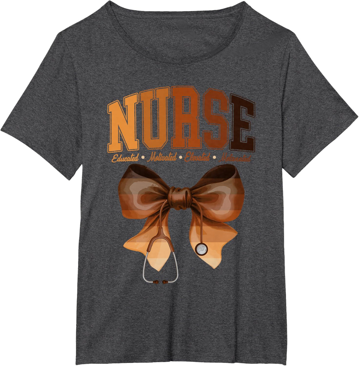 Black History Month Stethoscope Coquette Bow African Nurses Tee T-Shirt for Women - Dark Heather Grey