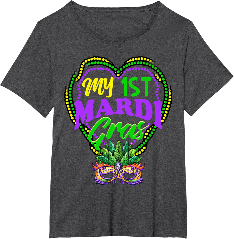 Mardi Gras My First Mardi Gras 2026 2027 T-Shirt - Dark Heather Grey