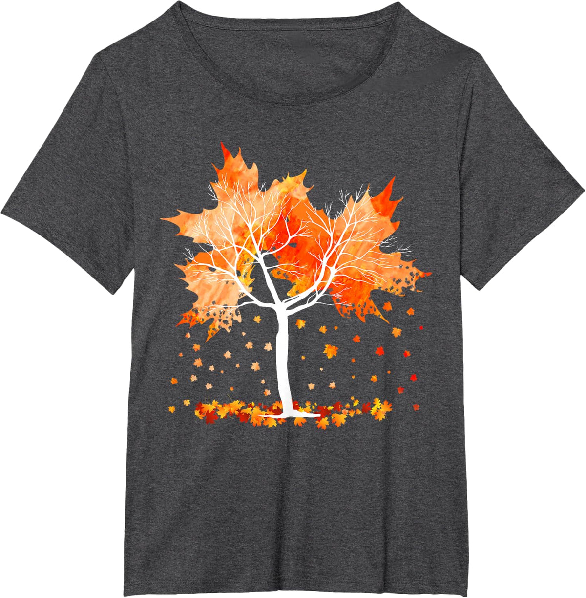 Maple Leaf Autumn Tree Tee Orange Autumn Fall Leaves Season T-Shirt - Dark Heather Grey