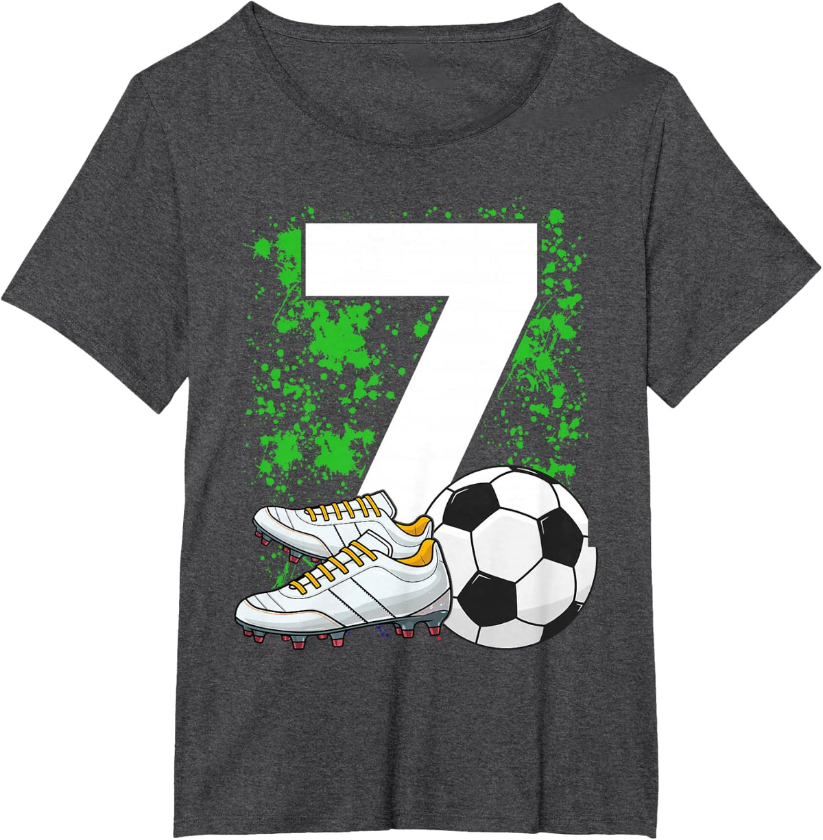 7th Birthday Boys 7 Years Soccer Football Player Birthday T-Shirt - Dark Heather Grey