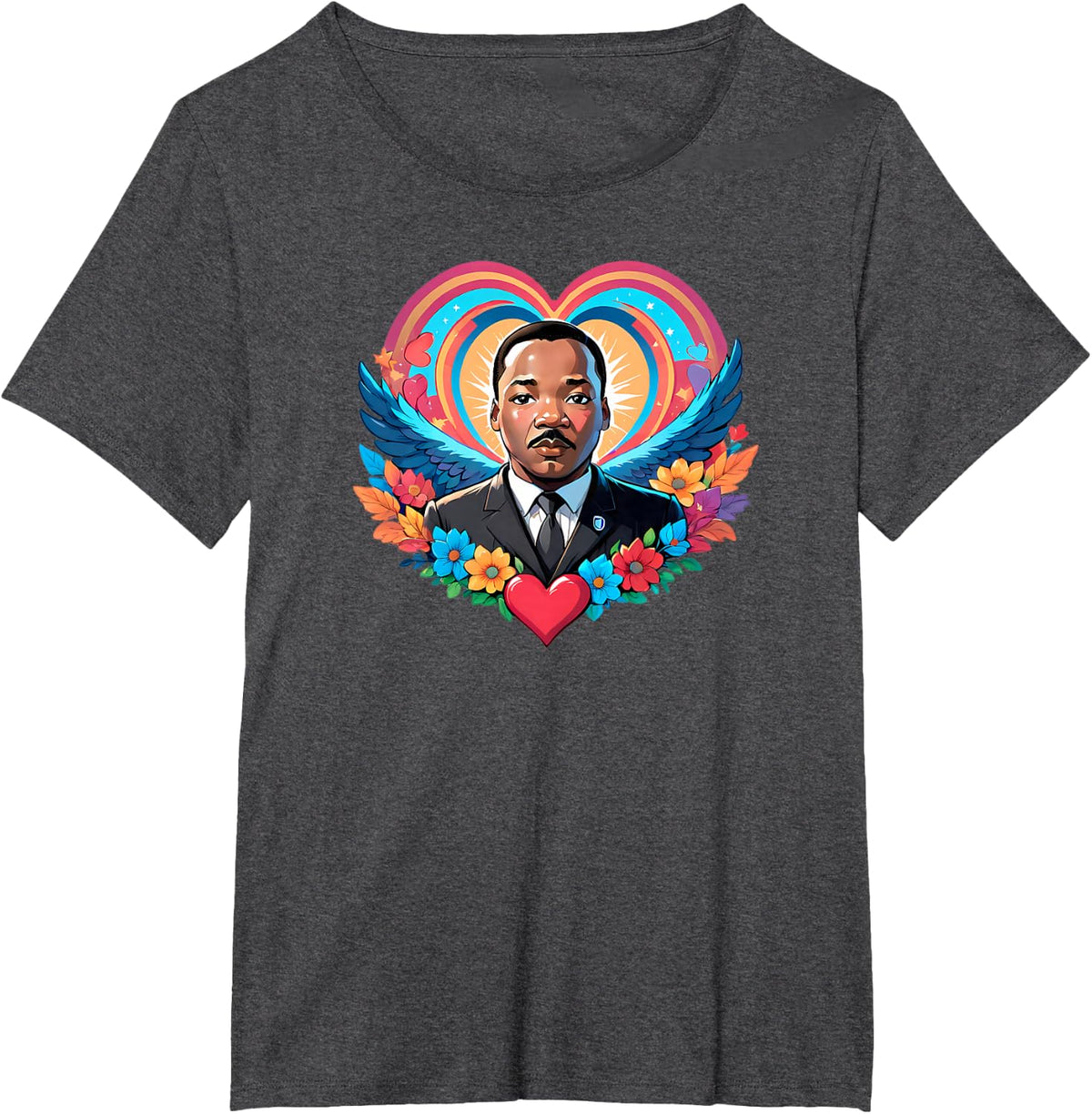 Martin Luther King Jr. Heart - Love, Unity, and Justice T-Shirt - Dark Heather Grey