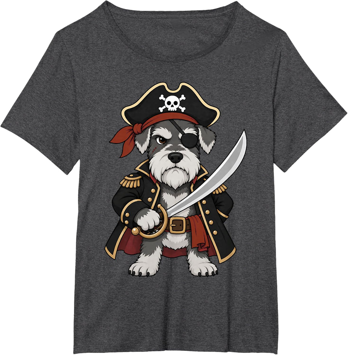 Miniature Schnauzer Pirate Halloween Costume Dog Lover Funny T-Shirt - Dark Heather Grey