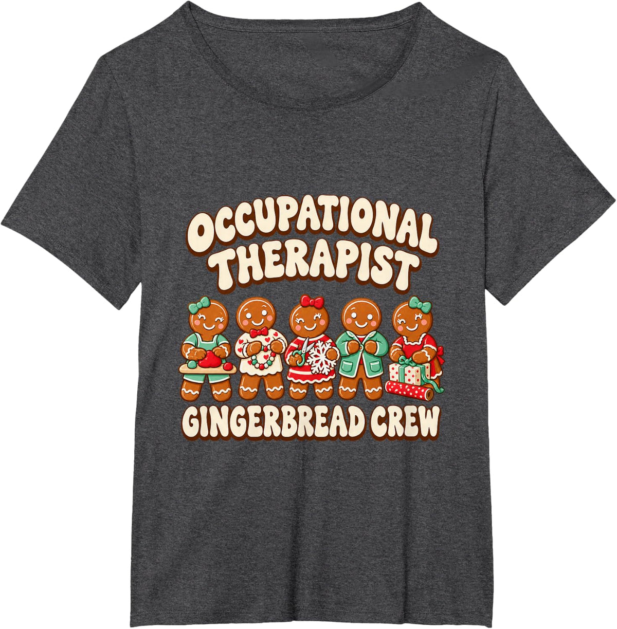Christmas Occupational Therapist Christmas Cartoon T-Shirt - Dark Heather Grey