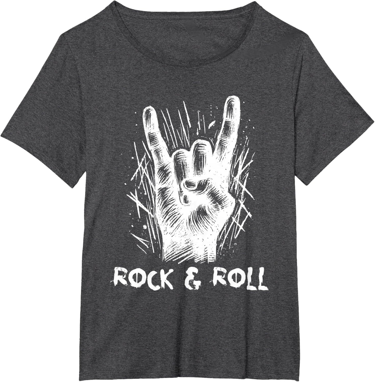 Heavy Metal Rock and Roll Hand Sign Metalhead Music Fan T-Shirt - Dark Heather Grey