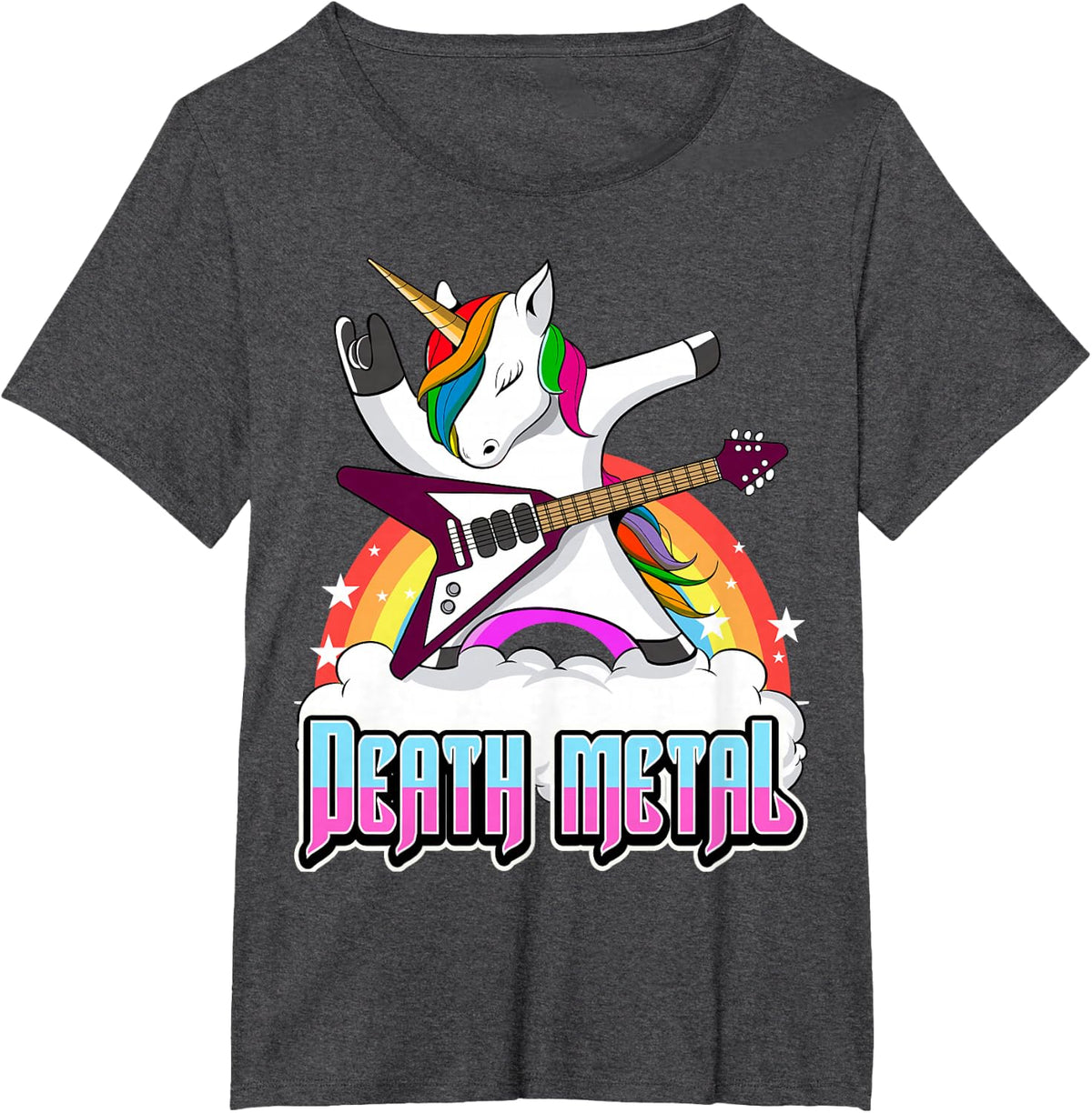 Death Metal Unicorn Heavy Metal Hard Rock T-Shirt - Dark Heather Grey
