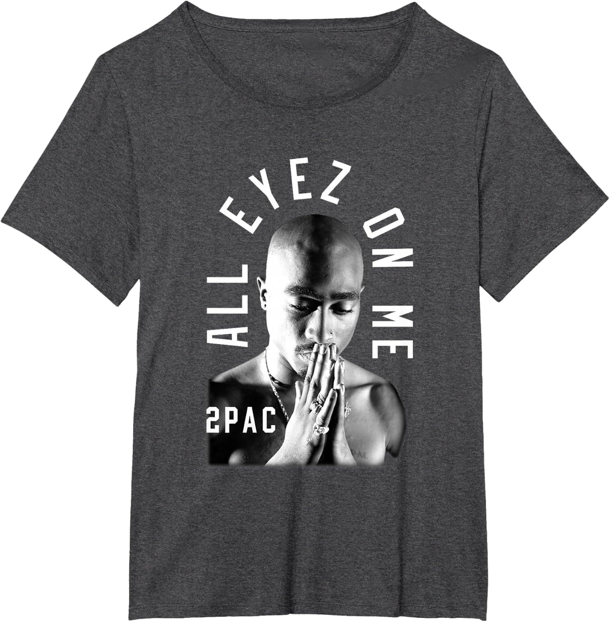 Tupac Shakur Me Against the World Classic Fit T-Shirt - Black, Cotton, Polyester, Short Sleeve - Dark Heather Grey