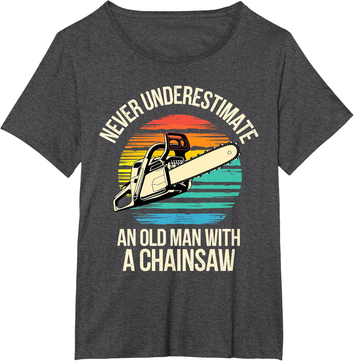 Lumberjack Art for Grandpa Men Logger Chainsaw Tree Cutter T-Shirt - Dark Heather Grey