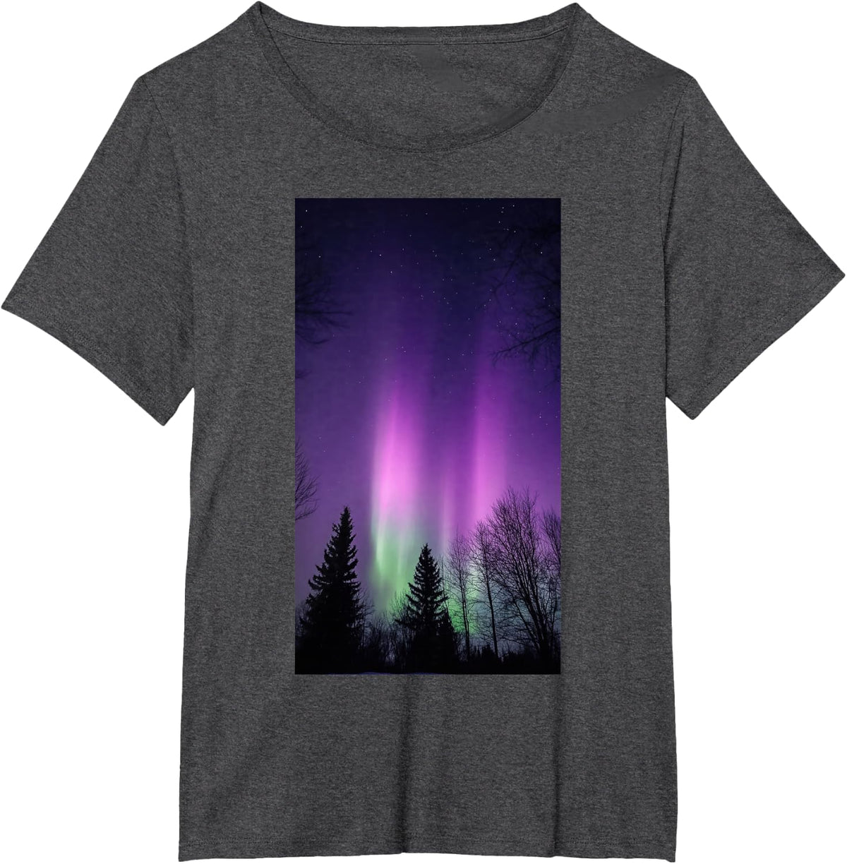 Aurora Borealis Night Sky T-Shirt Tee for Astronomy Lovers Northern Lights Celestial Phenomenon Shirts - Dark Heather Grey