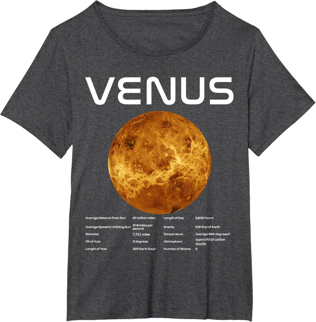 Nerdy Venus Astronomy Science Planets Solar System Facts Wt T-Shirt - Dark Heather Grey