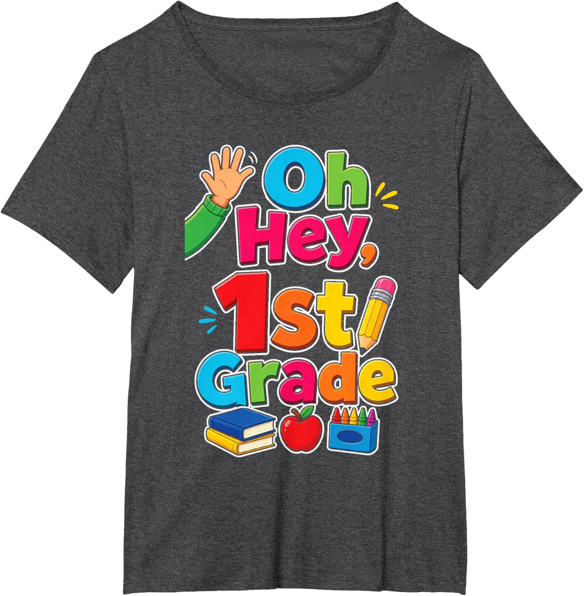 1st Grade Oh Hey Back to School Elementary Kids T-Shirt - Dark Heather Grey