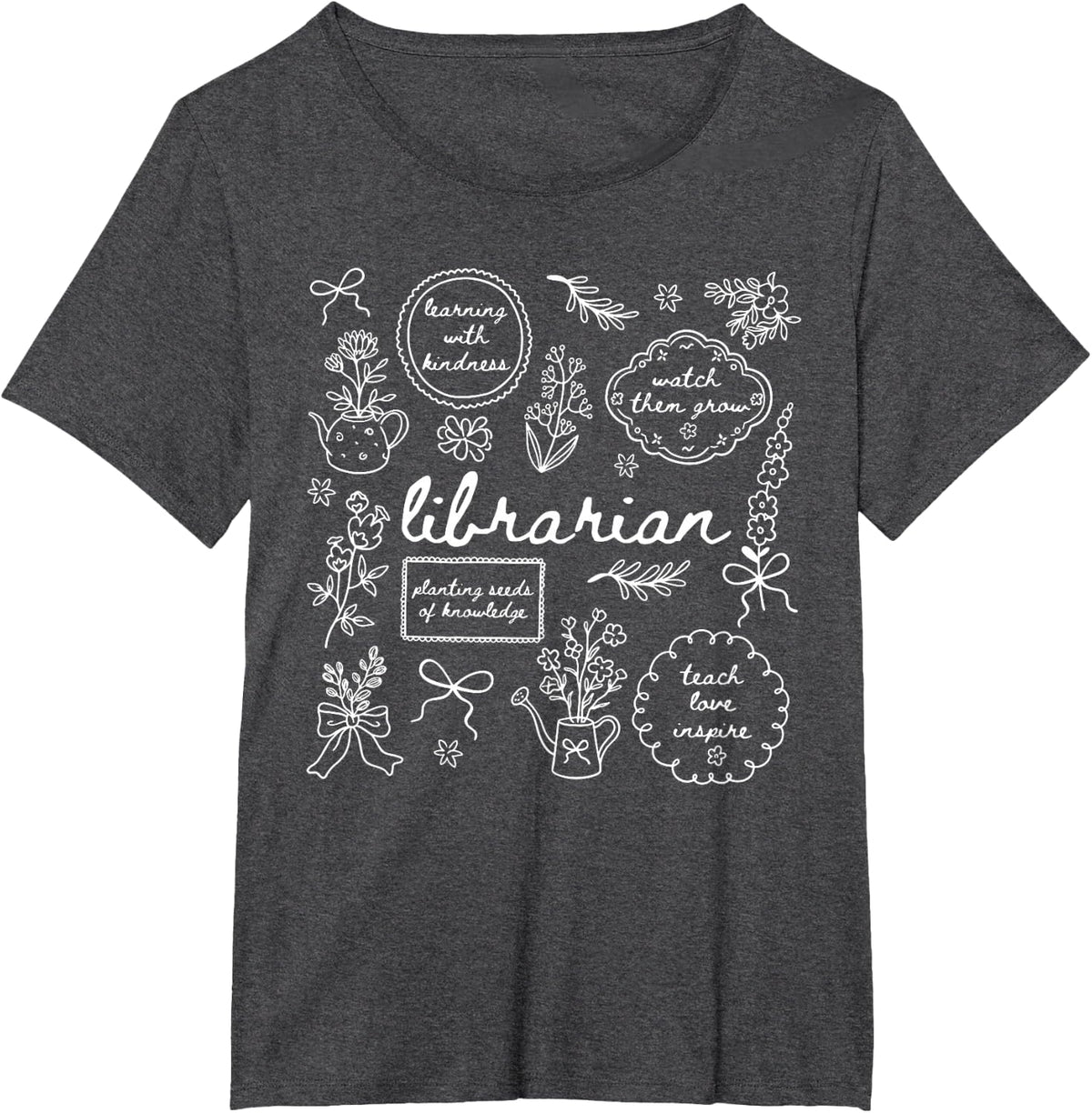 Librarian Teacher Back to School Happy First Day of School T-Shirt - Dark Heather Grey