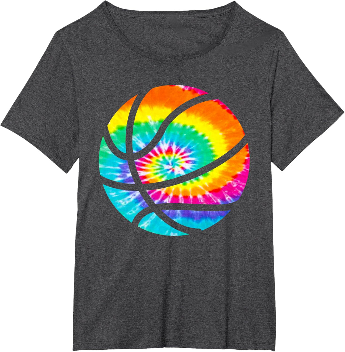 Basketball Tie Dye Shirt - Rainbow Trippy Hippie Tee Shirt T-Shirt - Dark Heather Grey