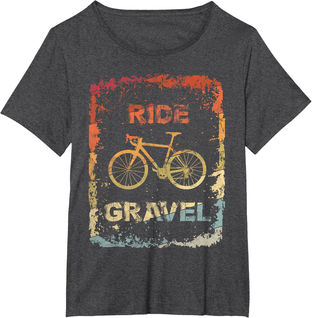 Gravel Bike Road Bike Ride Gravel Cyclocross Vintage Retro T-Shirt - Dark Heather Grey