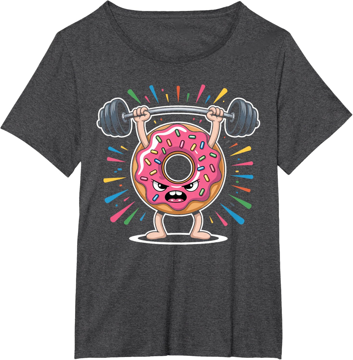 Funny Donut Weightlifting Gym Fitness Gifts for Men Women T-Shirt - Dark Heather Grey