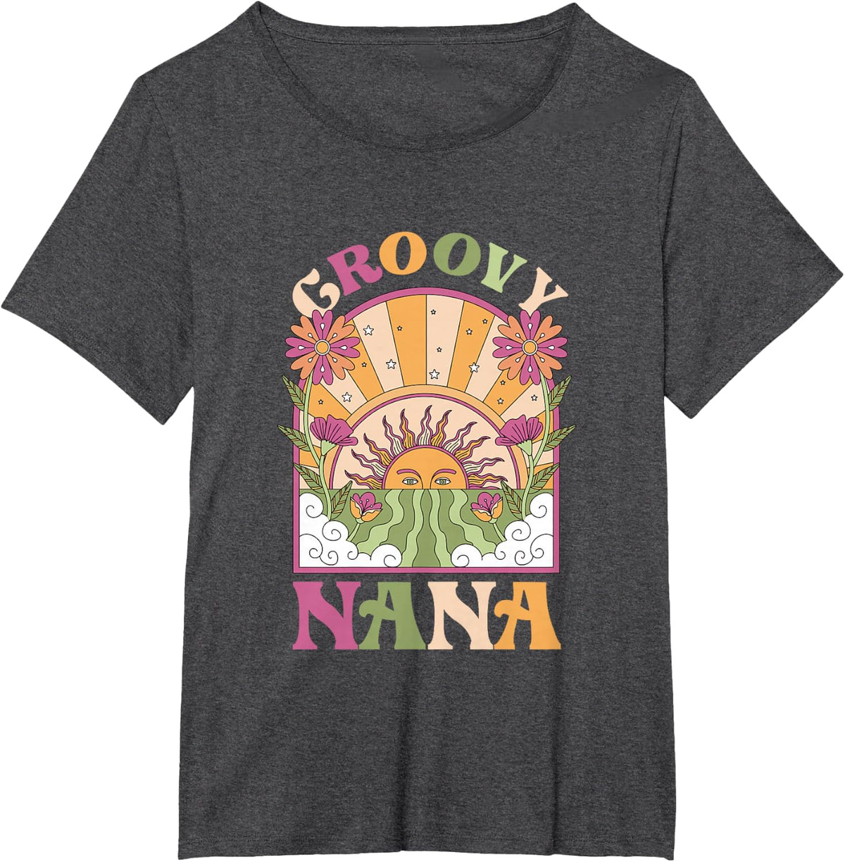 Groovy Nana | Grandma Grandmother | Mother's Day T-Shirt - Dark Heather Grey