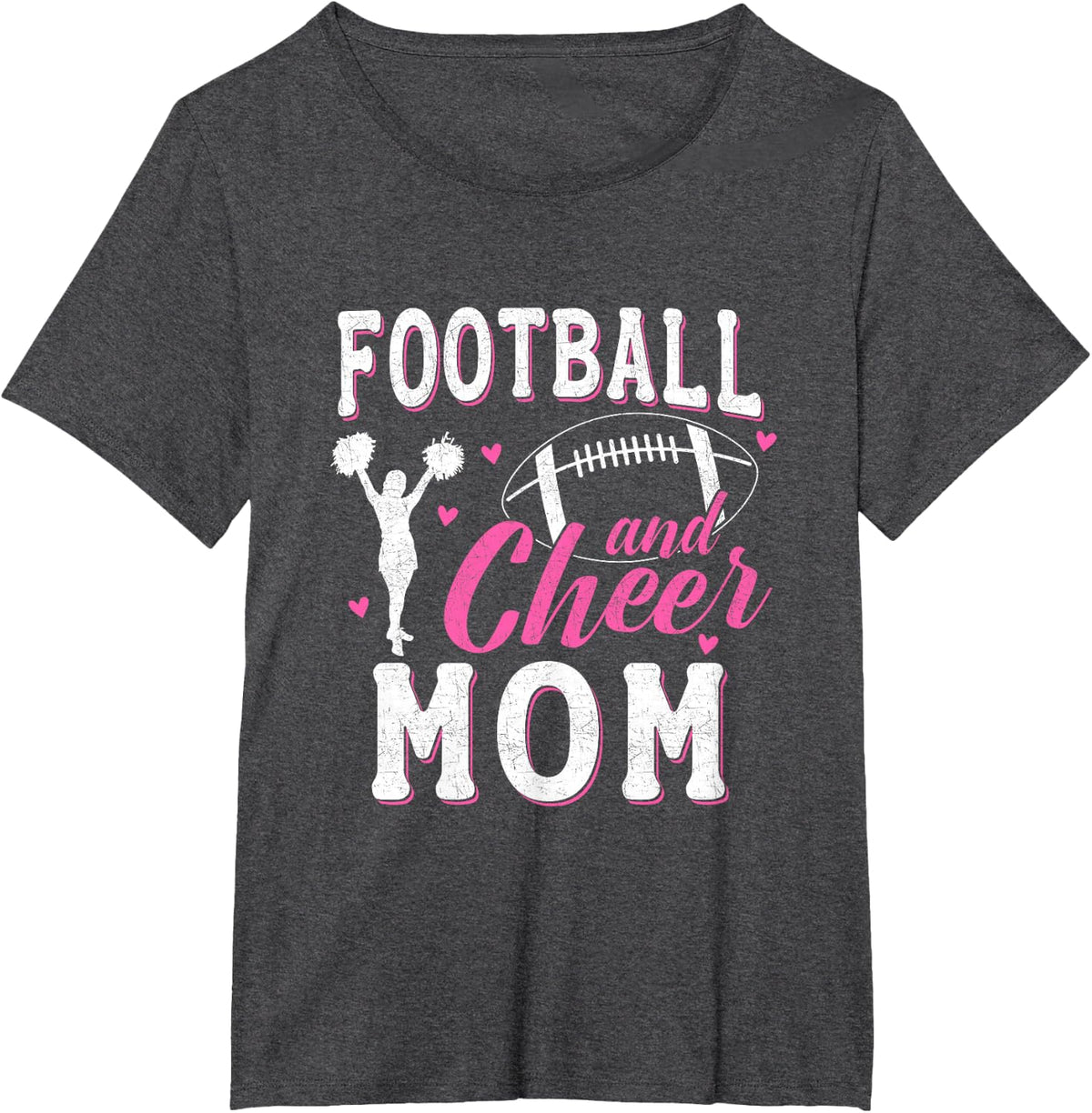 Funny Cheerleading Mom Football and Cheer Mom T-Shirt - Dark Heather Grey