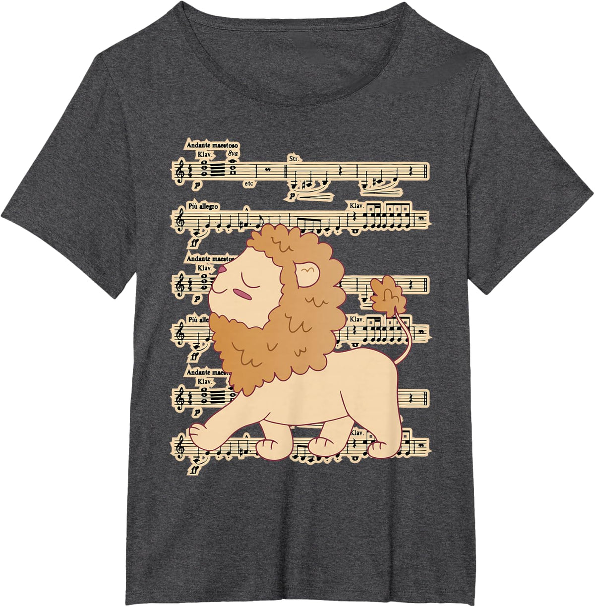 Lion Leitmotif Animals Classical Music T-Shirt - Dark Heather Grey