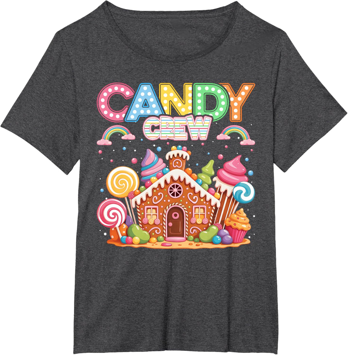 Merry Christmas Candy Crew Squad Matching Xmas Boy Girl Kid T-Shirt - Dark Heather Grey