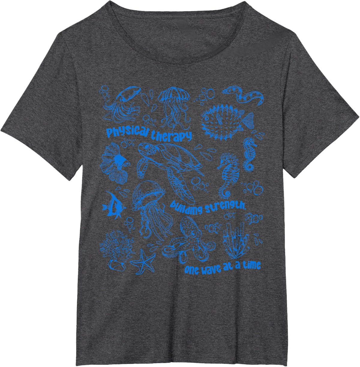 Physical Therapy Sea Ocean Animal Tees PT Physical Therapist T Shirts - Dark Heather Grey