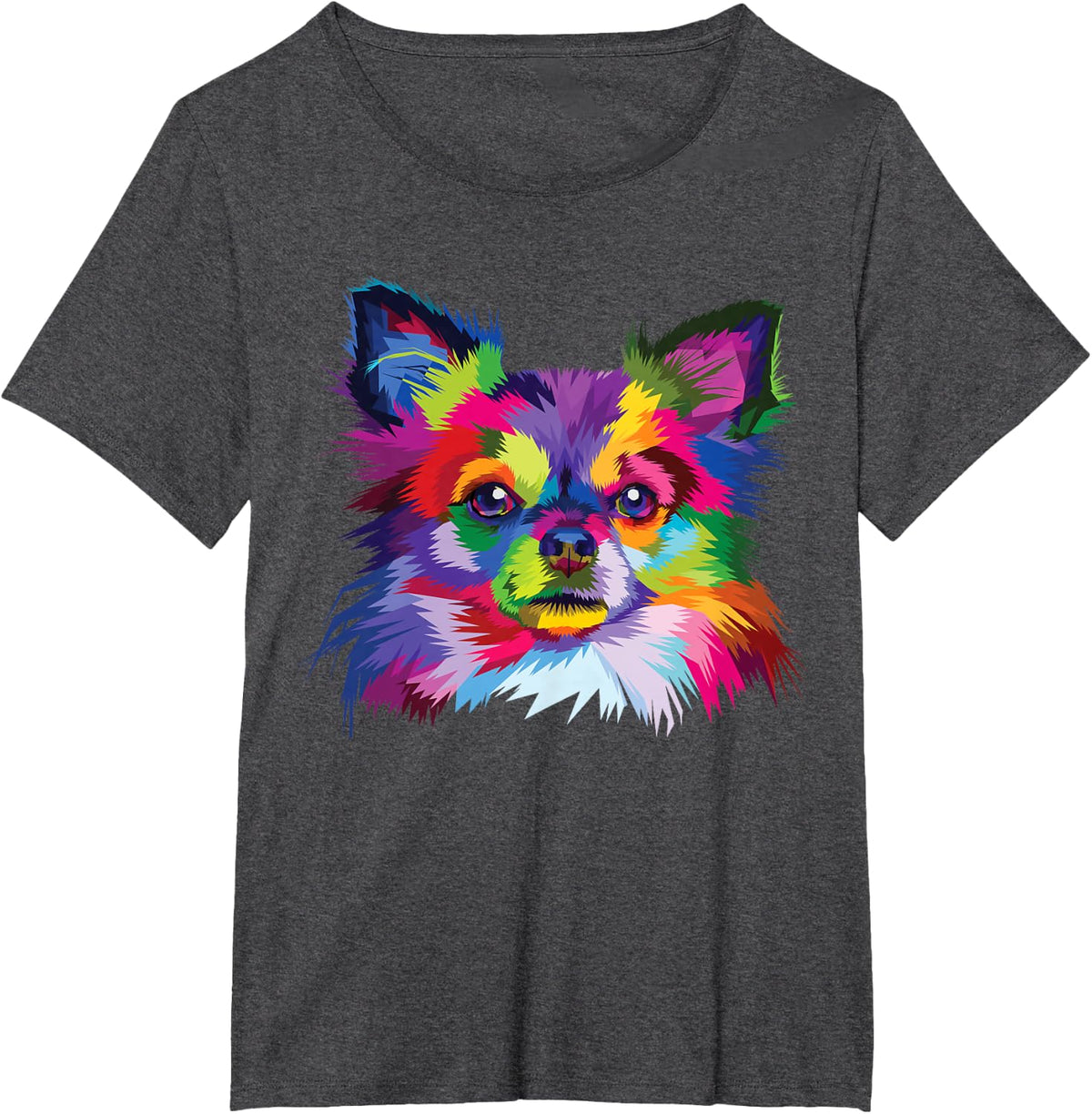 Cute Rainbow Chihuahua Vibrant Canine Colorful Puppy Dog T-Shirt - Dark Heather Grey