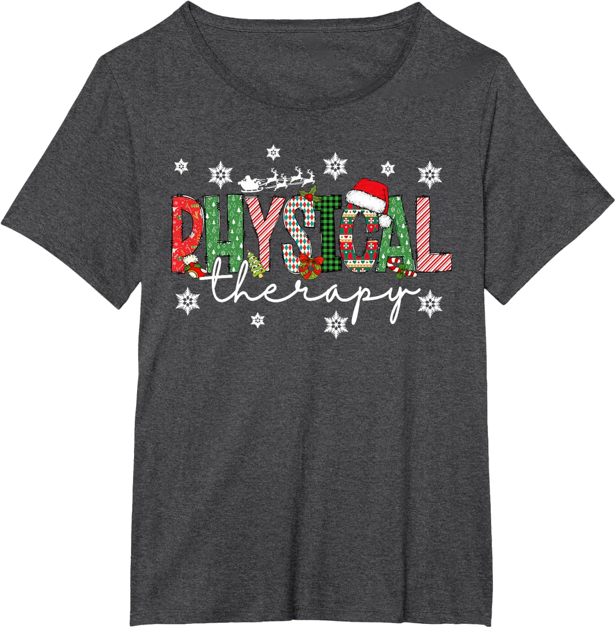 Physical Therapy Physical Therapist Assistant PT Christmas T-Shirt - Dark Heather Grey