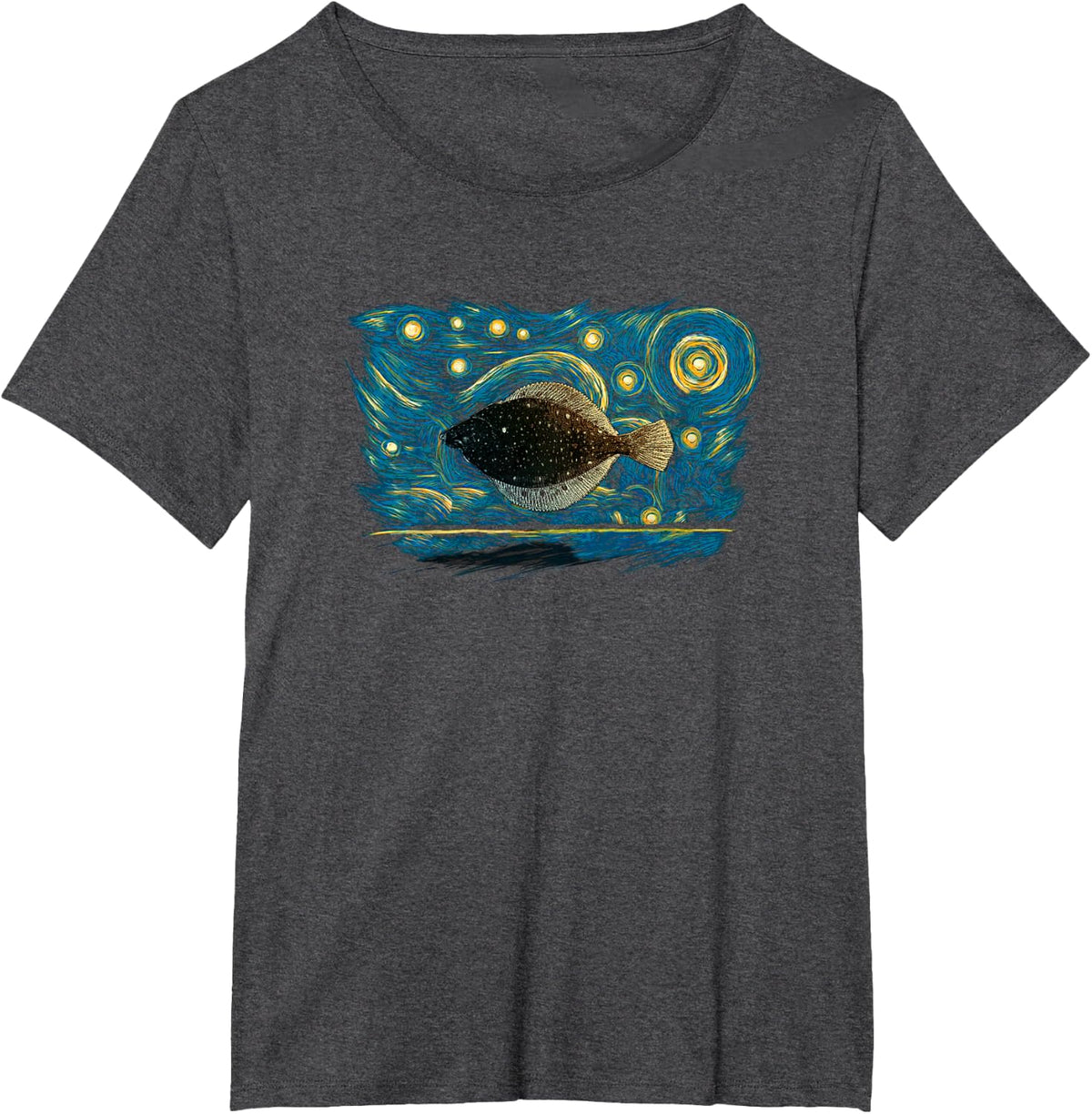 Retro Vintage Style Flounder T-Shirt - Dark Heather Grey