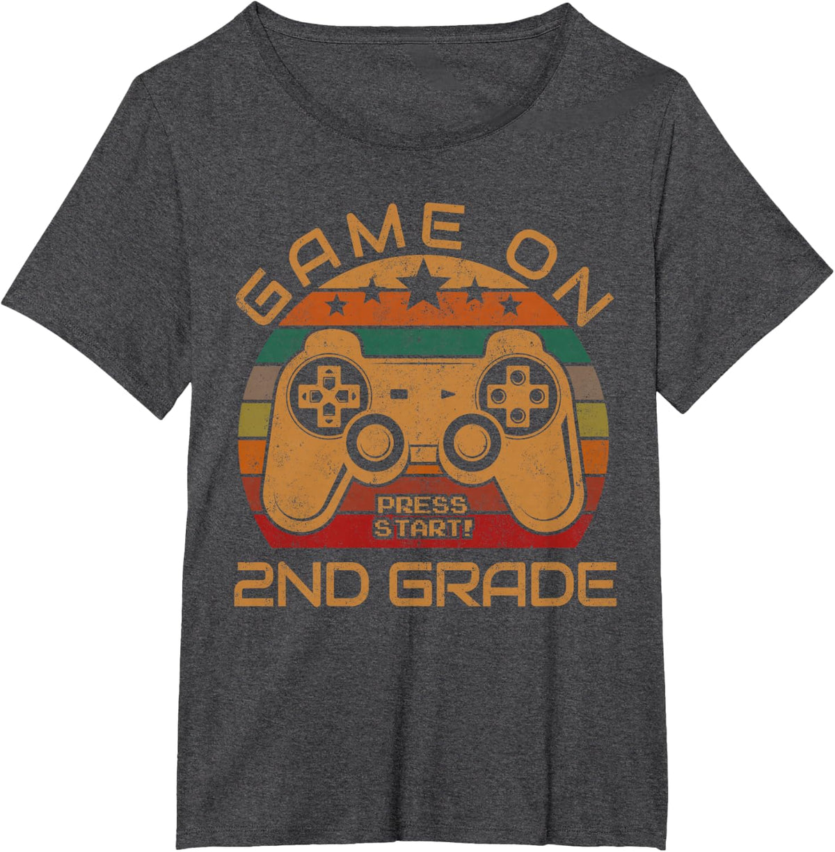 Game On 2nd Grade First Day Gamer Gift Back to School T-Shirt - Dark Heather Grey