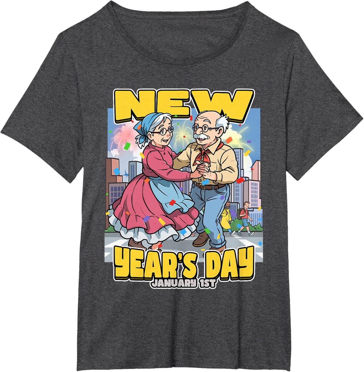 New Year's Day January 1st Celebrating with Family T-Shirt - Dark Heather Grey